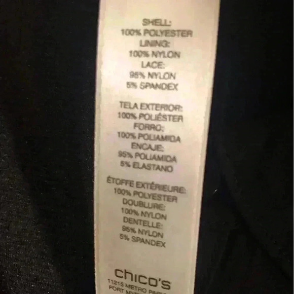 Chicos Size 0 Small Black Button Up Sheer Blouse Lace Back L/S - Picture 4 of 5